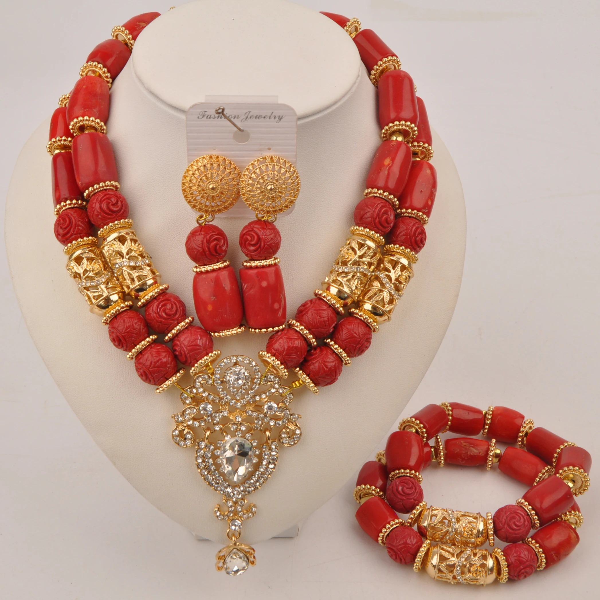 Natural coral Nigerian Wedding jewellery Red Necklace jewellery collection