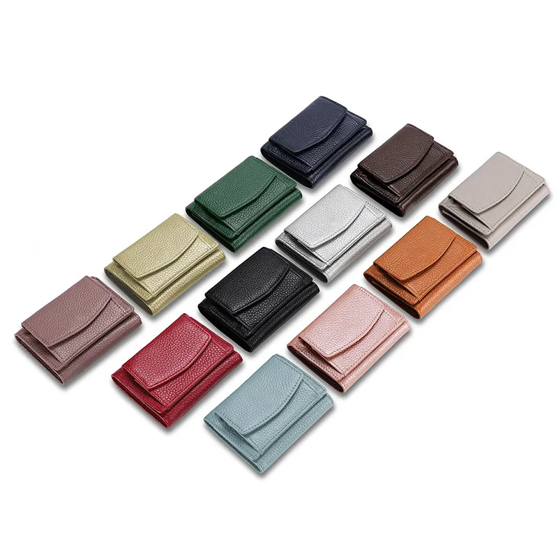 Men Women Cute Short Wallet Solid Color Hasp Coin Purse Bank Credit Card Holder Slim Small Money Bag Small Black Purse