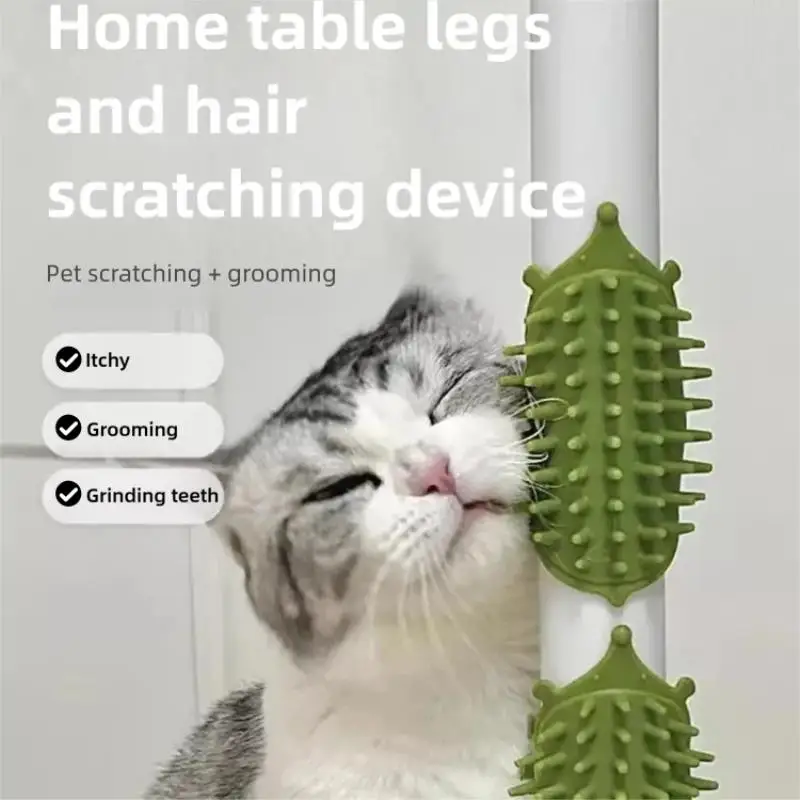 

Cat Scratcher Wall Mounted Cat Grooming Silicone Brush Self Entertaining Toy Cat Itch Relief Massager Cat Hair Remover