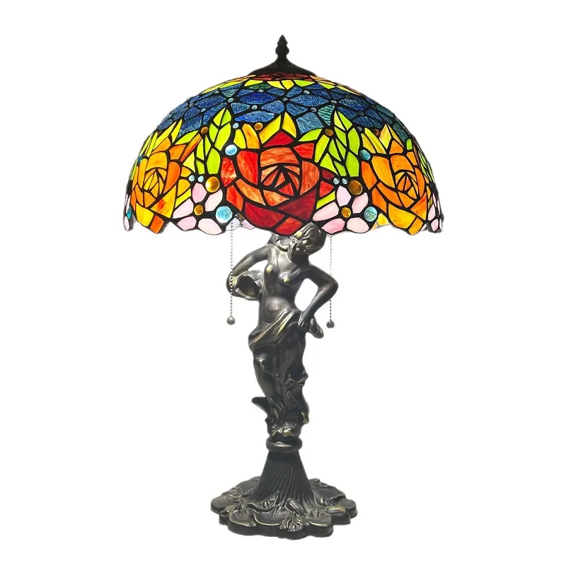

Color European decorative table lamp, pastoral exquisite old-fashioned, bar bedside atmosphere table lamp