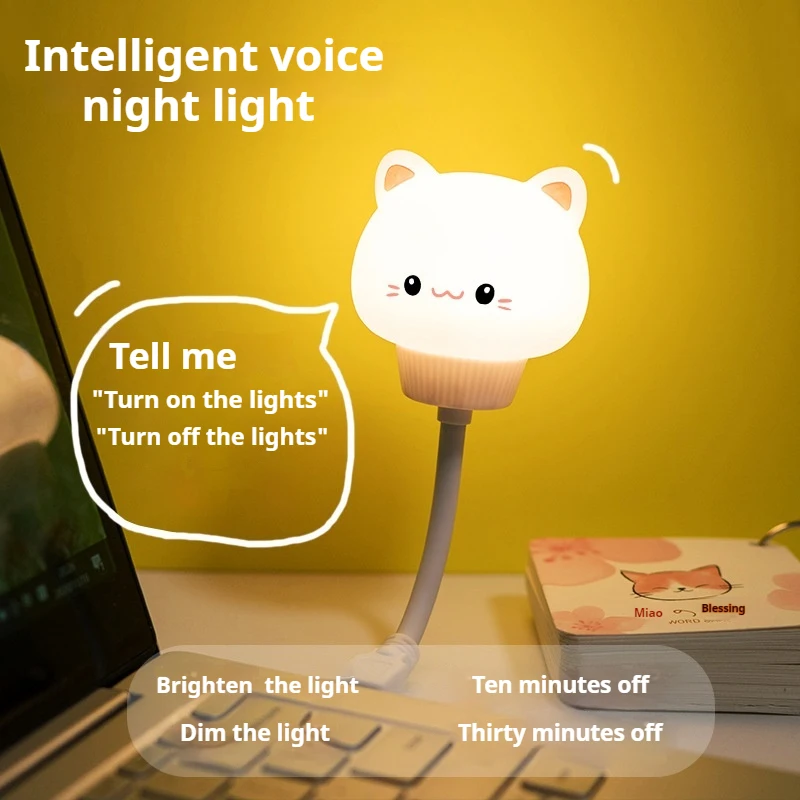 USB Night Light LED Cute Cartoon Night Lamp Bear Chick Kitten for Baby Kid Bedroom Decoration Bedside Lamp