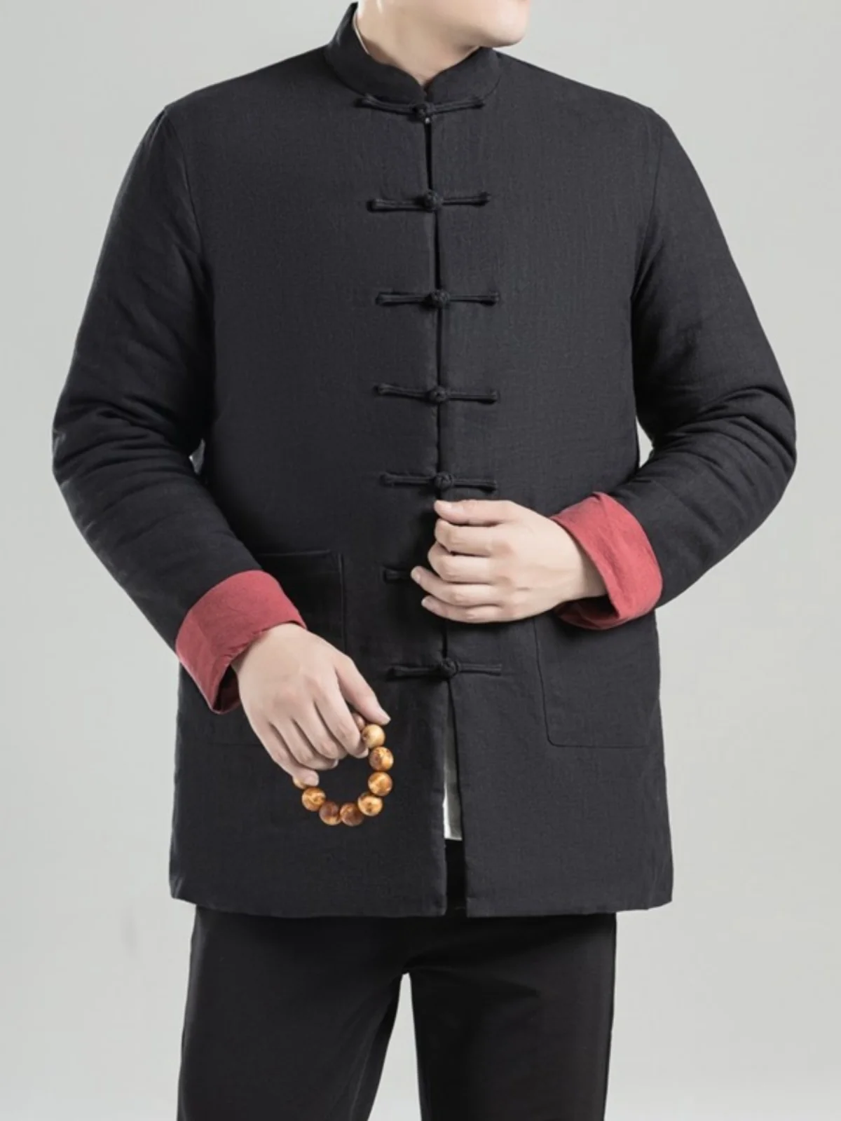 

Мужская зимняя модная городская куртка-пуловер из утолщенного хлопка с длинным рукавом, воротником-стойкой и застежкой на одну пуговицу, теплая