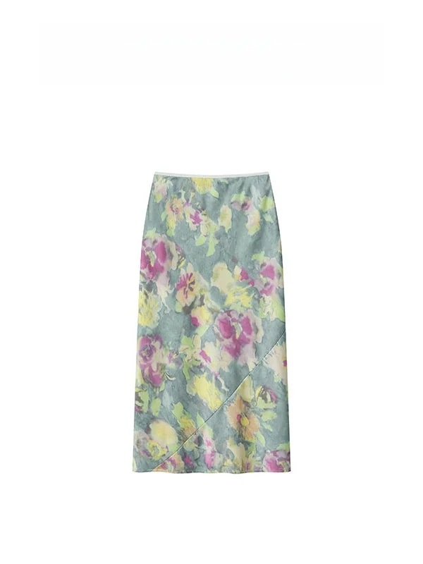 

Iris Oil Painting Floral Print High Waist f Skirt Cotton Commute Sle Ci Walk Casual A-Line Skirt 2025 Autumn