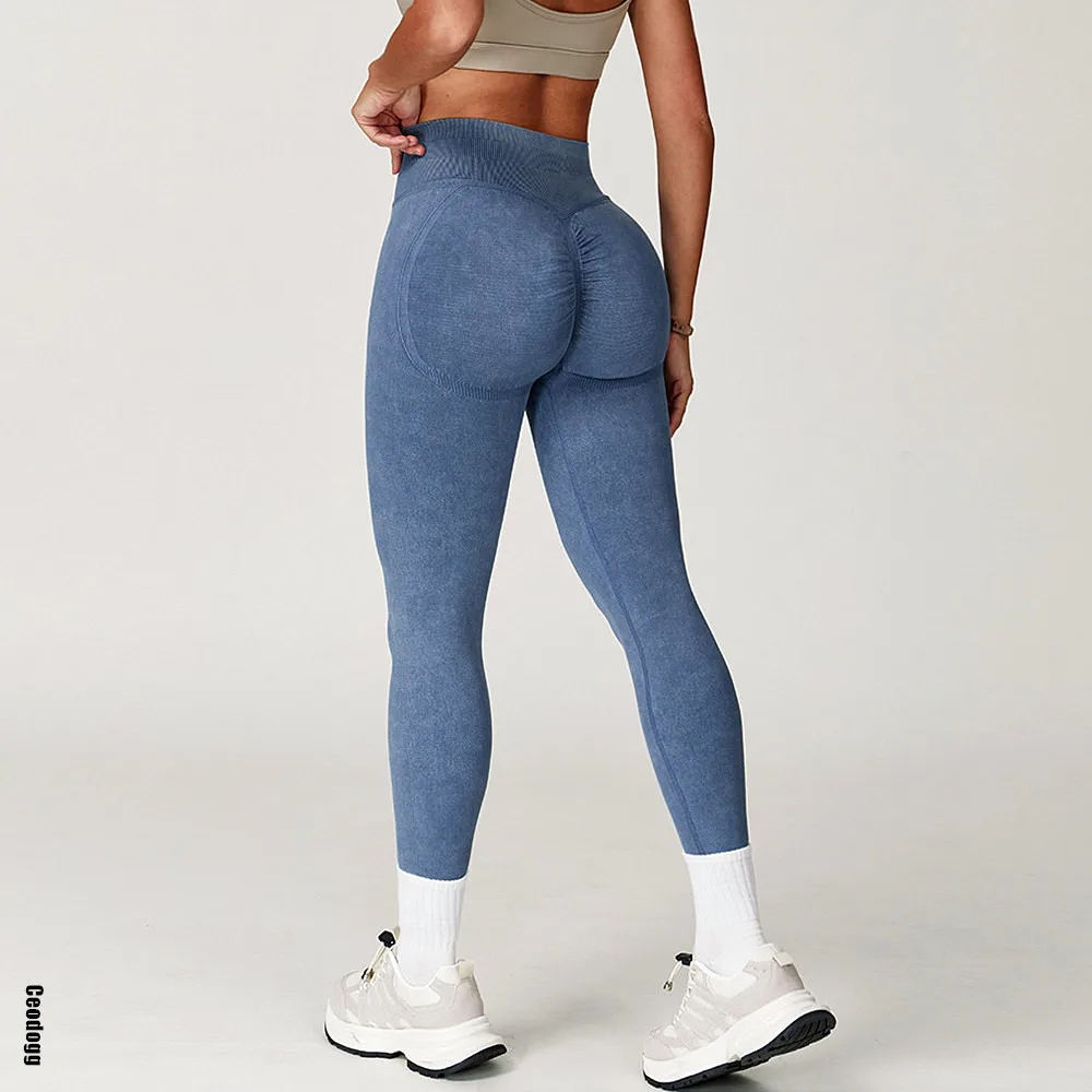Yoga Pants Leggings Women Seamless Sports Yoga Pant High Waist Ribbed Gym Clothes Fitness Workout Wear Scrunch Bum Tights XP264
