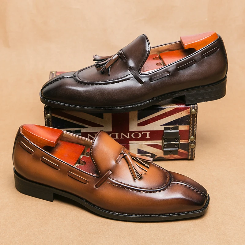 Trendy Brand Men\'s Loafers Classic Brown Flat Casual Shoes Outdoor Commuting Daily Men\'s Business Formal Shoes Comfortable