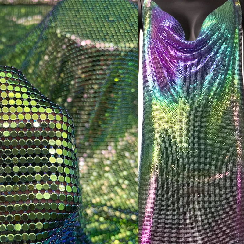 

Multi-Purpose Iridescent Metallic Fabric - Purple Sequined Mesh for Event Decor, Craft Projects, Curtains & Table Settings