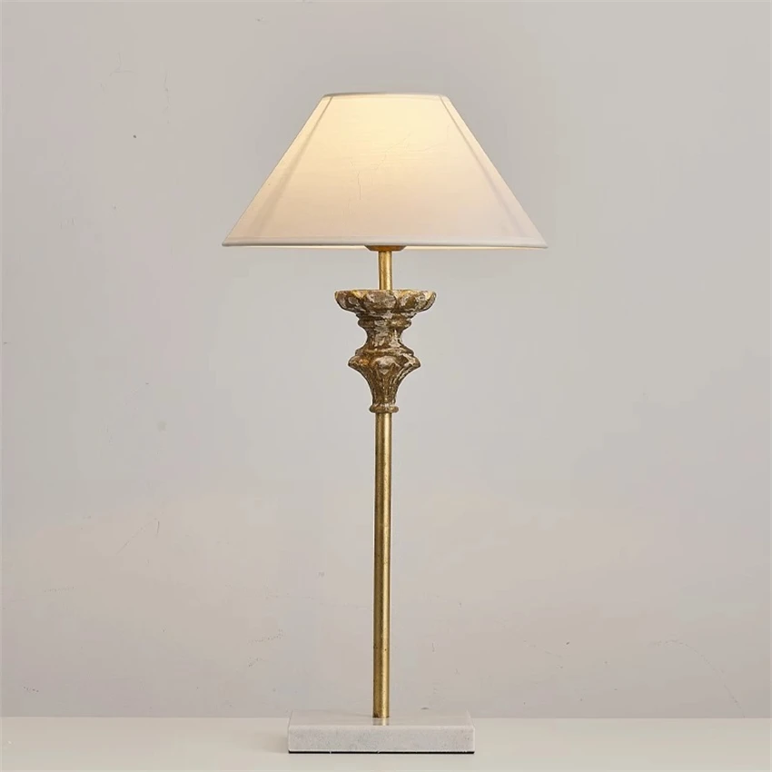 Retro wood gold distressed craft table lamps study tabletop decorative lamp bedside lamps living room dining sofa desk lights