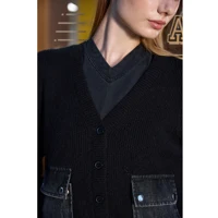 AP Women 2026 Autumn and Winter Denim V-neck Dress Knitting Cardigan Mock Neck Modal Shirt - Image 6