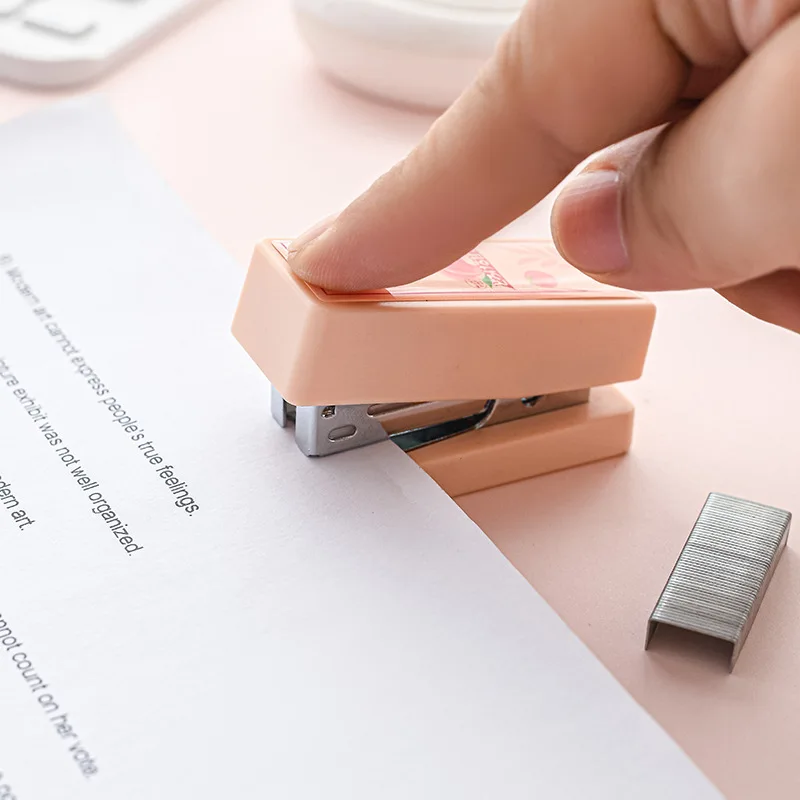 Mini Small Stapler Set Office Supplies Cute Cartoon Multifunction Bookbinding Small Portable Book Stapler for Student Offices