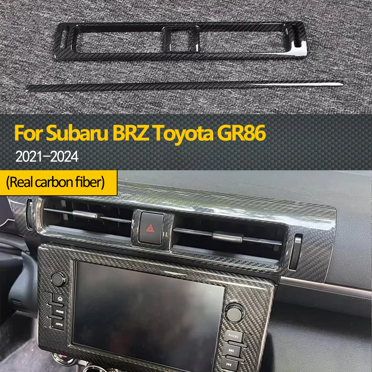 

Накладка из настоящего твердого углеродного волокна для Subaru BRZ Toyota GR86 2021 2022 2023 2024, центральное вентиляционное отверстие, левый руль, интерьер вождения