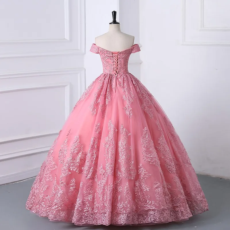 2024 Spitze Quince anera Kleider elegant aus der Schulter Ballkleid Party Abschluss ball Prinzessin Vestidos de Quinseanera