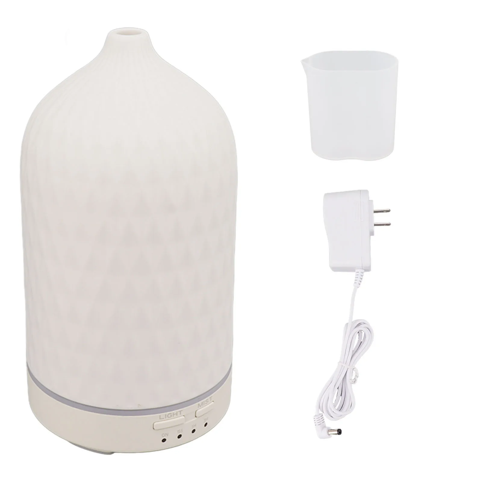 Essential Oil Diffuser Humidifier Ceramic Rhomboid Aromatherapy Diffuser Ultrasound Cool Mist Humidifier with 7 LED Lights
