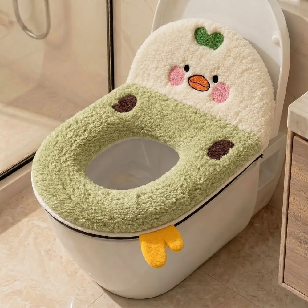 Universal Toilet Seat Cover Zipper Design Faux Cashmere Warm Toilet Cushion Thickened Soft Bathroom Toilet Pad Home Bathroom
