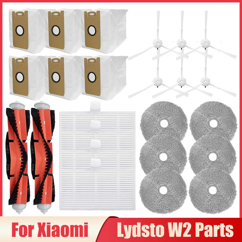 Accessories For Xiaomi Lydsto W2 / Kyvol Cybovac S60 / AICLE INS-200 Vacuum Cleaner Main Side Brush Filter Dust Bag Mop Rags