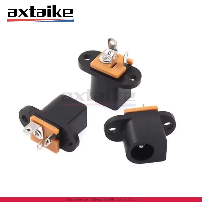 10PCS DC-017 5.5mm*2.1mm DC Female Power Socket With Ear Screw Hole 5.5*2.1 DC Socket Adapter Connector Jack DC017 5.5×2.1