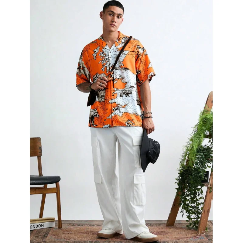 Elegant Mens Shirts T Shirt for Man Retro Clothing Men's Summer Shirt Men Men's Social T-shirt Free Shipping Man Male Hawaiian