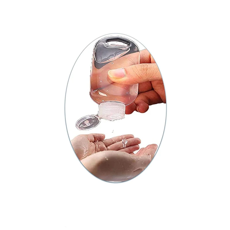 100 Stück 30–60 ml tragbare leere durchsichtige Plastikflaschen mit Schlüsselanhänger und Spray/Flip-Cap, nachfüllbare Mini-Reiseprobenbehälter