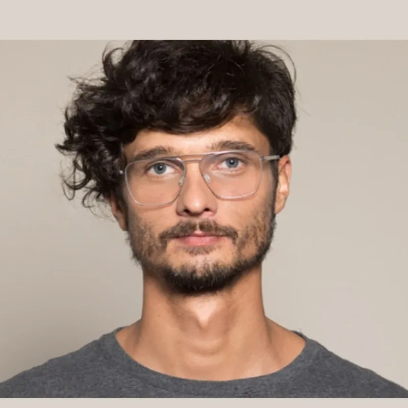 Double Bridge Titanium Alloy Ultra-Light Men Glasses Frame Anti-Blue Women Screwless Comfort Square Frame German Style Eyewear