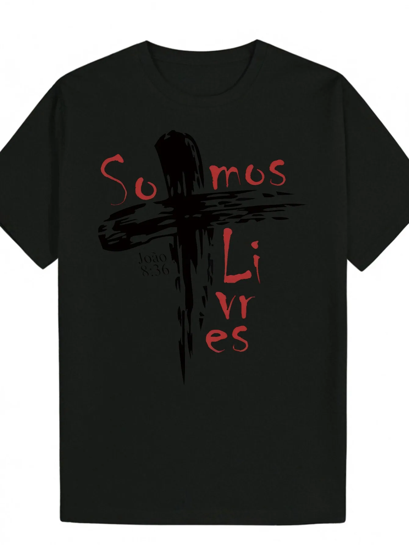 تي شيرت رجالي من الإيمان الإسباني باللون الأسود والأحمر