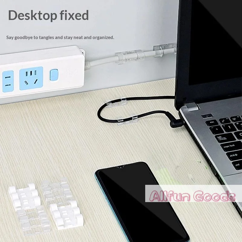 [TG835]20 PCS Transparent Self Adhesive Cable Clips Strong Adhesion Easy Installation For Home Office Cable Organization