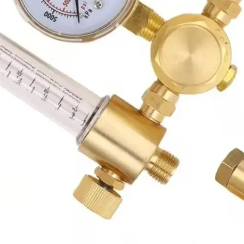 Dual Outlet Brass Gas Pressure Regulator With Transparent Flowmeters For Argon Welding Gas Cylinder Tool Dual Outlet