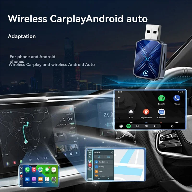 Ingenioso adaptador Carplay inalámbrico 2 en 1 USB Dongle Smart AI Box Carplay/Android Auto Plug And Play conexión con cable A