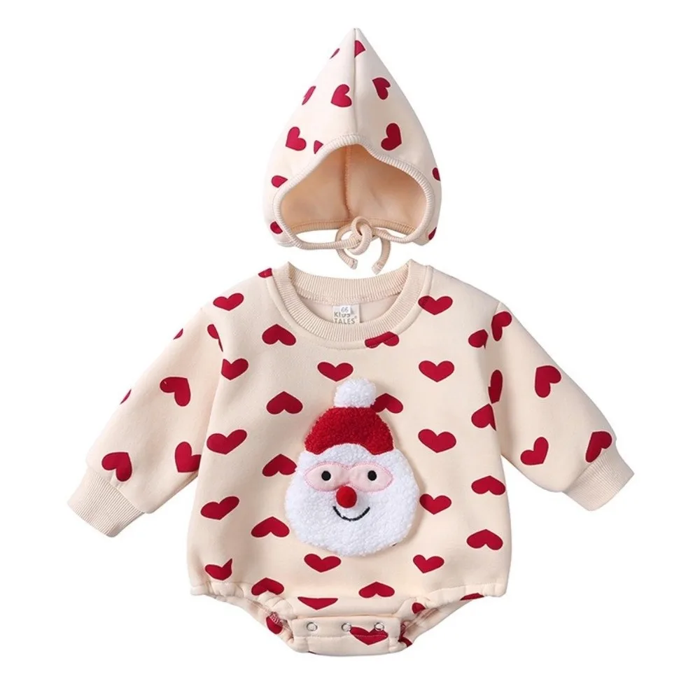 

Long Sleeve Christmas Baby Romper Cotton Fleece lining Infant Newborn Clothes Winter Warm Santa Claus Print Santa Jumpsuit
