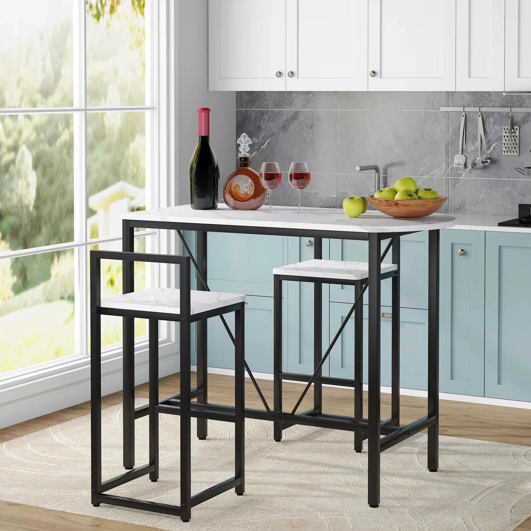 Three-piece bar table, kitchen bar table moving furniture helper