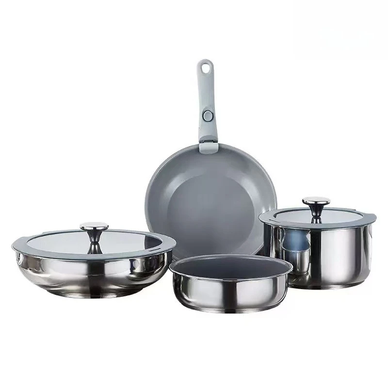

Stainless steel non-stick pan, kitchen cookware set, complete household steaming, boiling