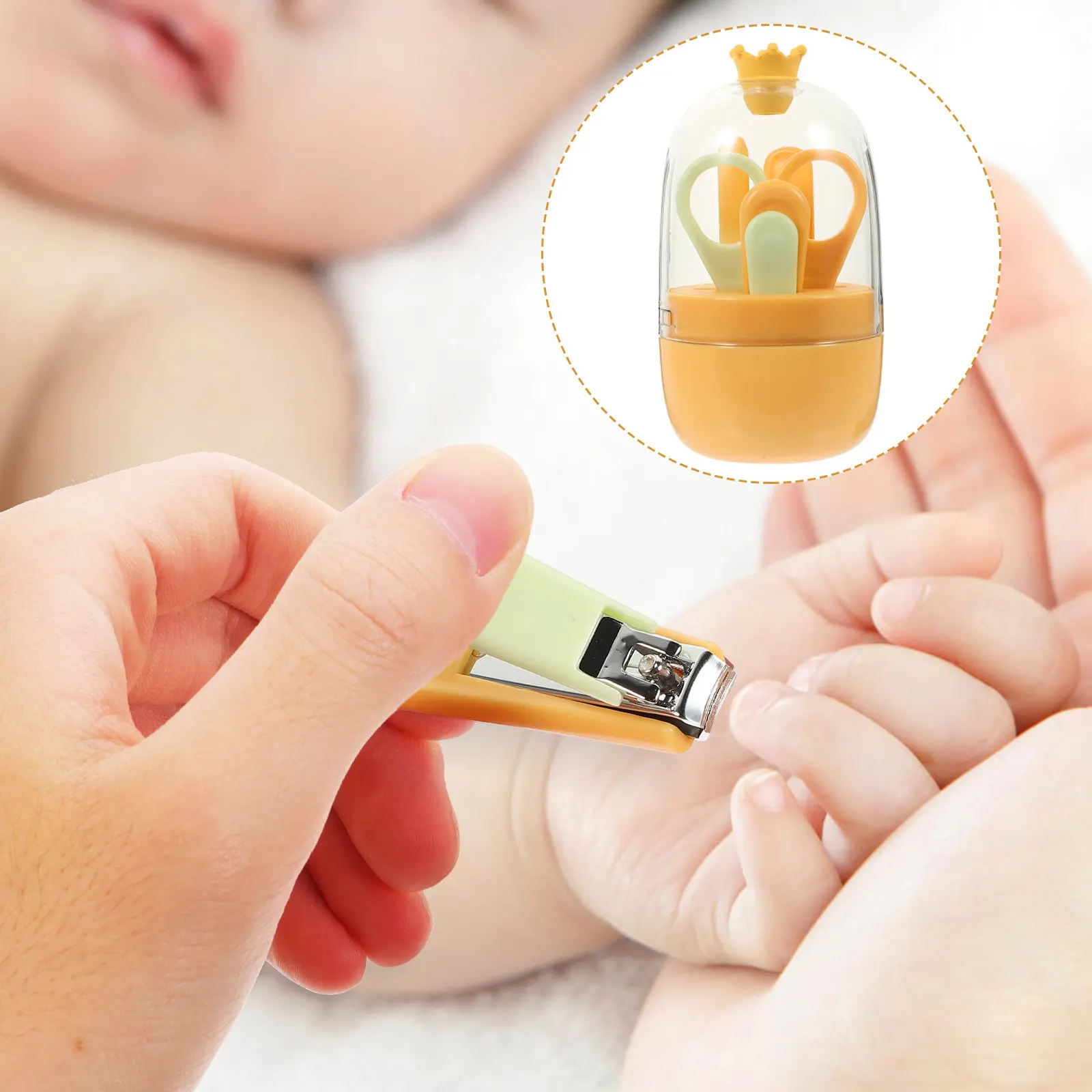 

Набор для ухода за ногтями младенцев: 1 комплект, ножницы для ногтей из нержавеющей стали, триммер для новорожденных, набор для ухода за ногтями младенцев