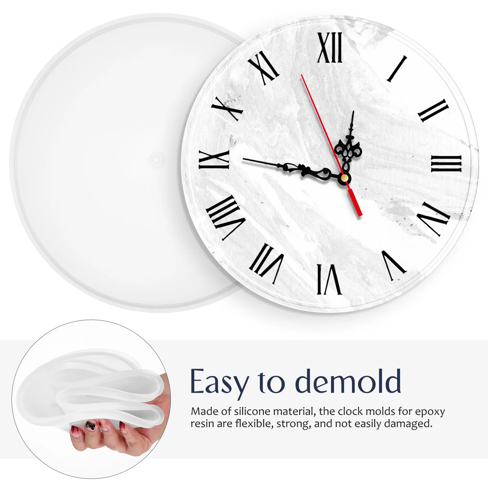 

Набор силиконовых форм для круглых часов с механизмом и римскими цифрами для эпоксидной смолы, для DIY-проектов и декоративных изделий