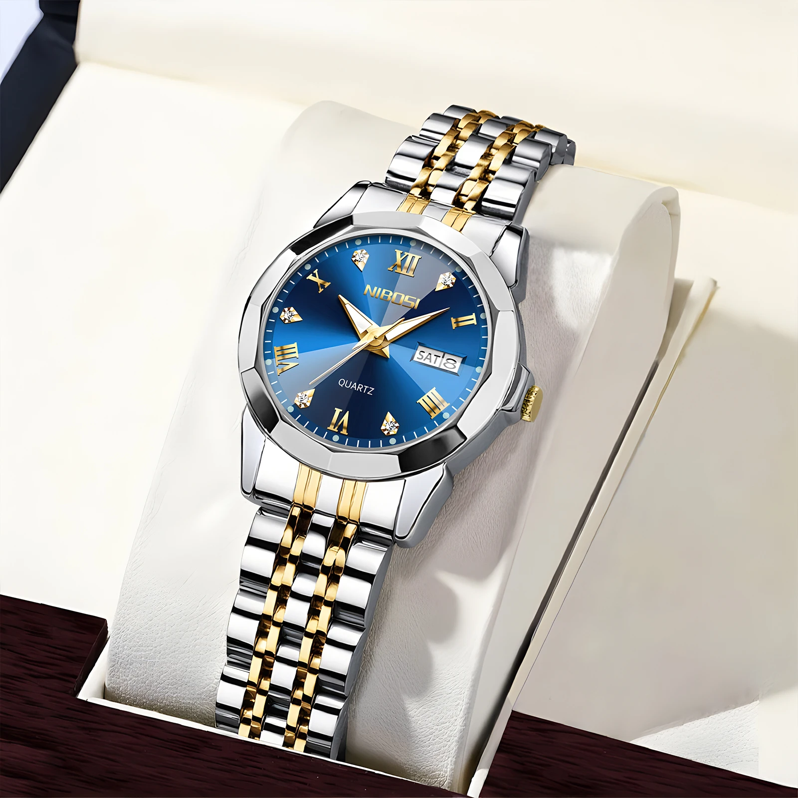 

NIBOSI Роскошные женские браслеты, кварцевые часы для женщин, магнитные часы, женские спортивные часы с датой недели, наручные часы Relogio Feminino