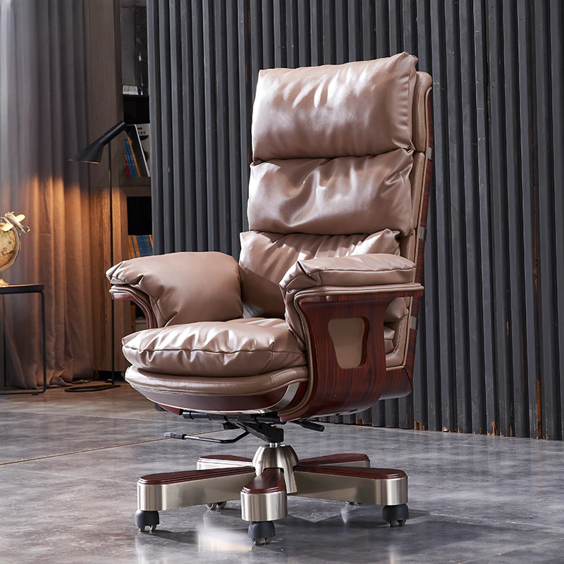 Genuine leather boss chair, computer chair, home high-end office swivel chair, thickened business president cowhide large class