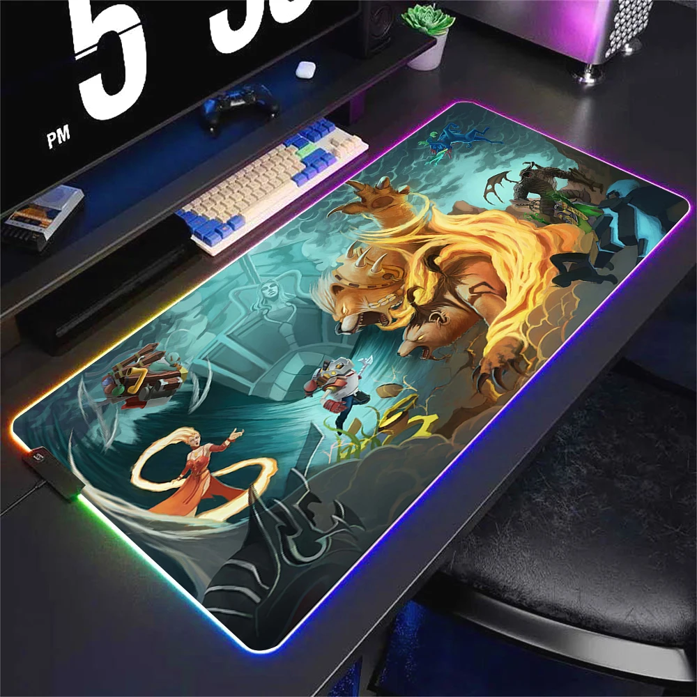 DOTA 2 Large RGB Mouse Pad XL Gaming Mousepad LED Gamer Mausepad grande tappeto colorato desktop per PC domestico con retroilluminazione 400x800