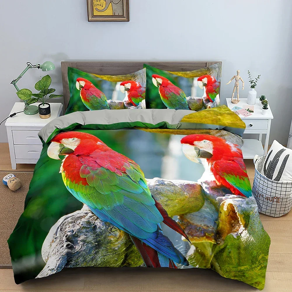 

Animal Parrot Pattern Comfortable Duvet Quilt Cover Pillowcase Bedding Set Children Bedroom Decoration Home Textile