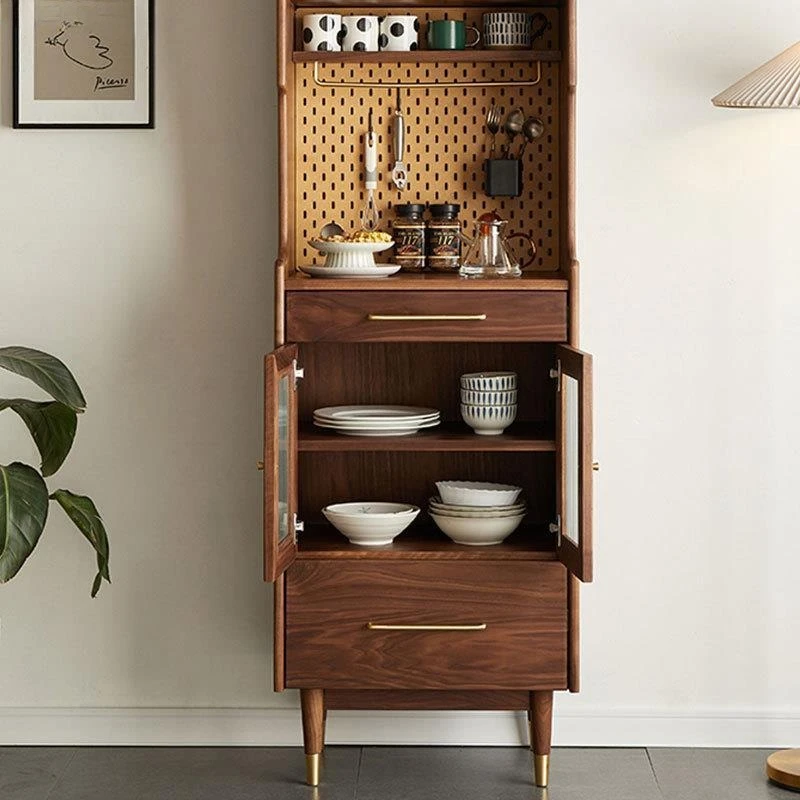 Nordic solid wood sideboard, light luxury minimalist, modern kitchen storage cabinet, integrated shelf against the wall, tea