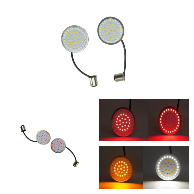 Motorcycle 48-SMD 1157 LED Front Rear Bullet Turn Signal Inserts Light for Harley Softail Dyna Sportster