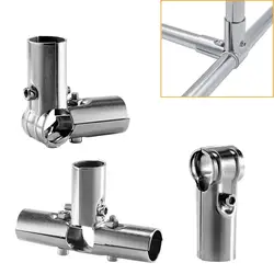 1Pc 25mm Round Pipe Joint Stainless Steel Tube Connector Clothes Display Rack Rod Support Holder Fixed Clamp Furniture Hardware