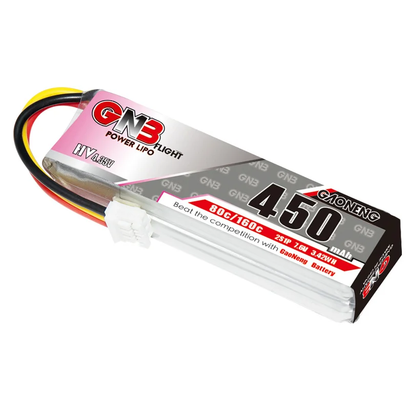 Max 160C GNB 2S 7.6V 450mAh Lipo Battery For Remote Control Car Toy High Rate FPV Drone Parts 80C 7.6V Battery