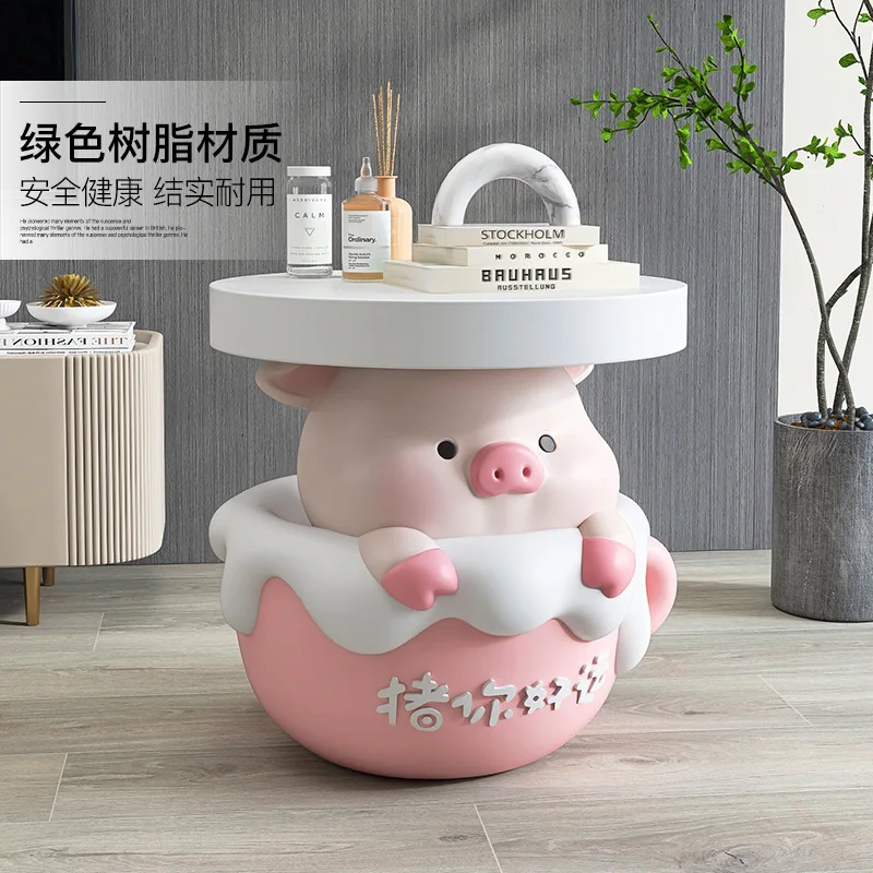 Imagem -04 - Cream Wind Cute Pig Floor Decoration Coffee Table For Living Room Sofa Edge Nightstand Acessórios Housewarming Gift