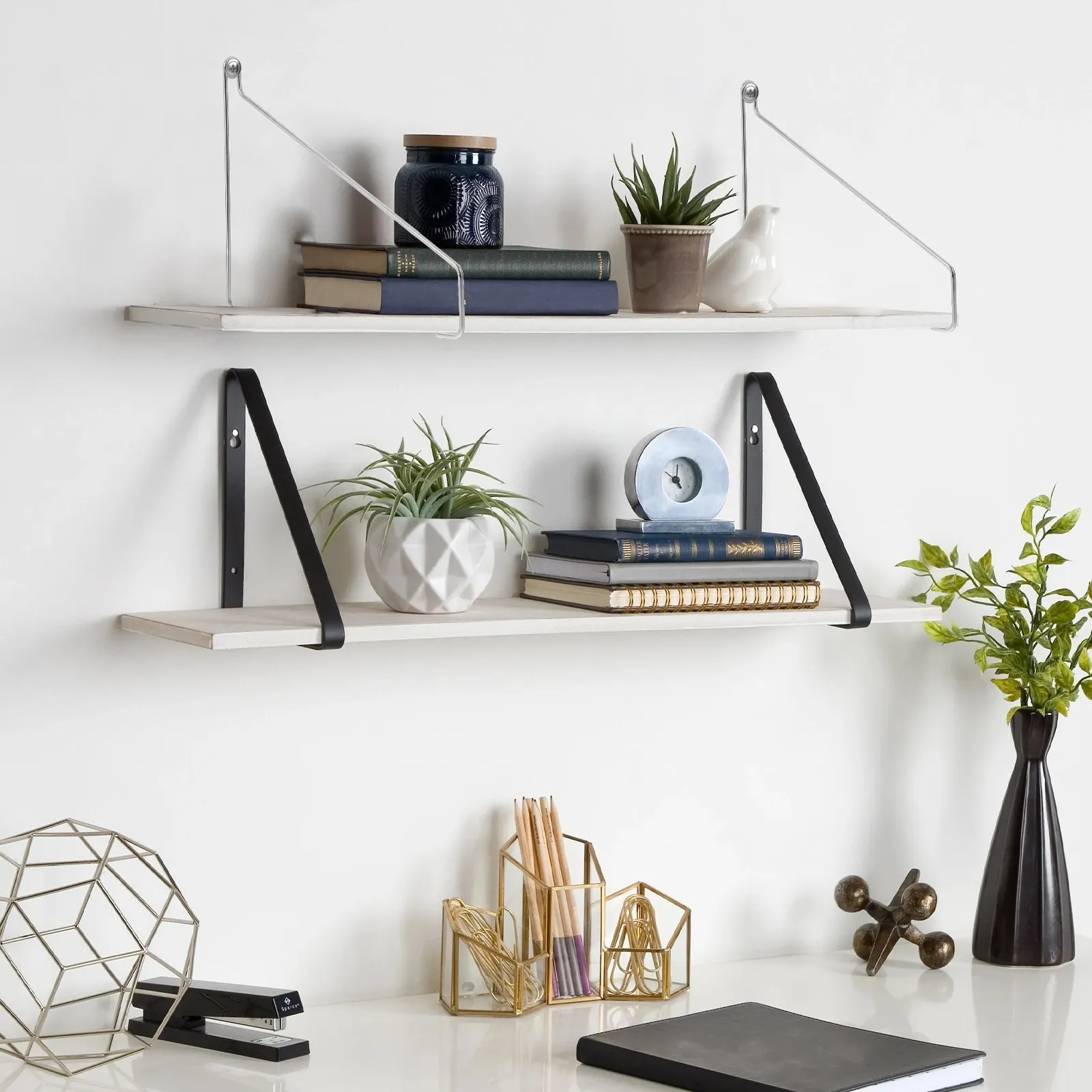 2Pcs Hanging Hook Metal Brackets for Shelves Heavy Duty Wall Mounted Stainless Steel Floating Shelf Bracket Board Display Rack