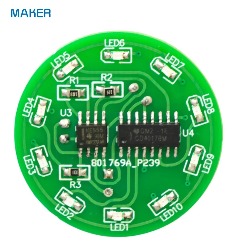 3 색 SMD 흐르는 물 램프 키트 NE555 + CD4017 DIY 전자 기술 훈련 납땜 연습 느슨한 부품