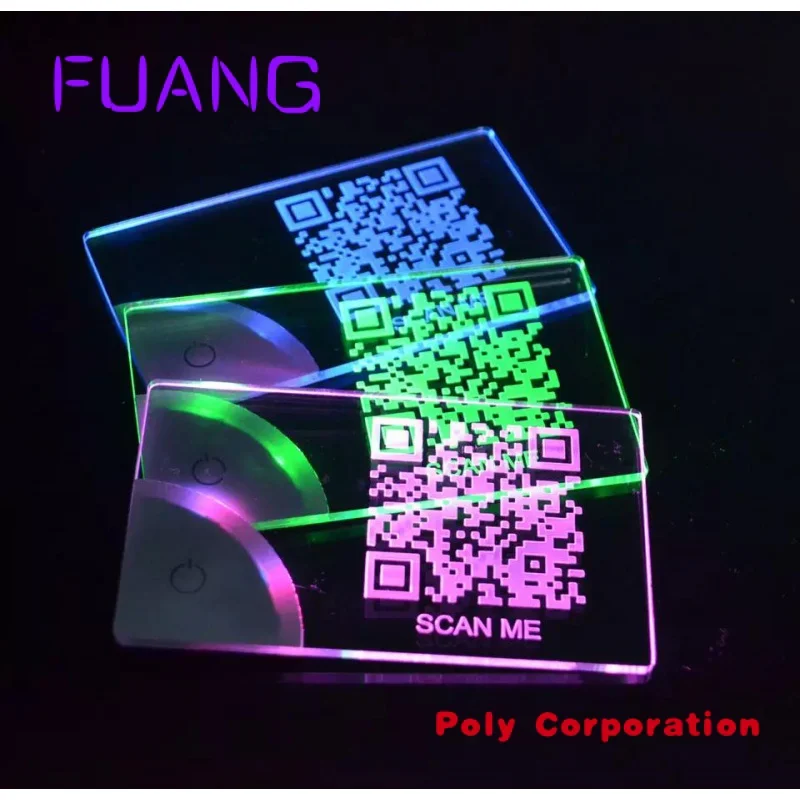 Custom  RGB Led Acrylic Luminous Visitor Card Luxury Metal Laser Engraving Business Card Blank Card NFC