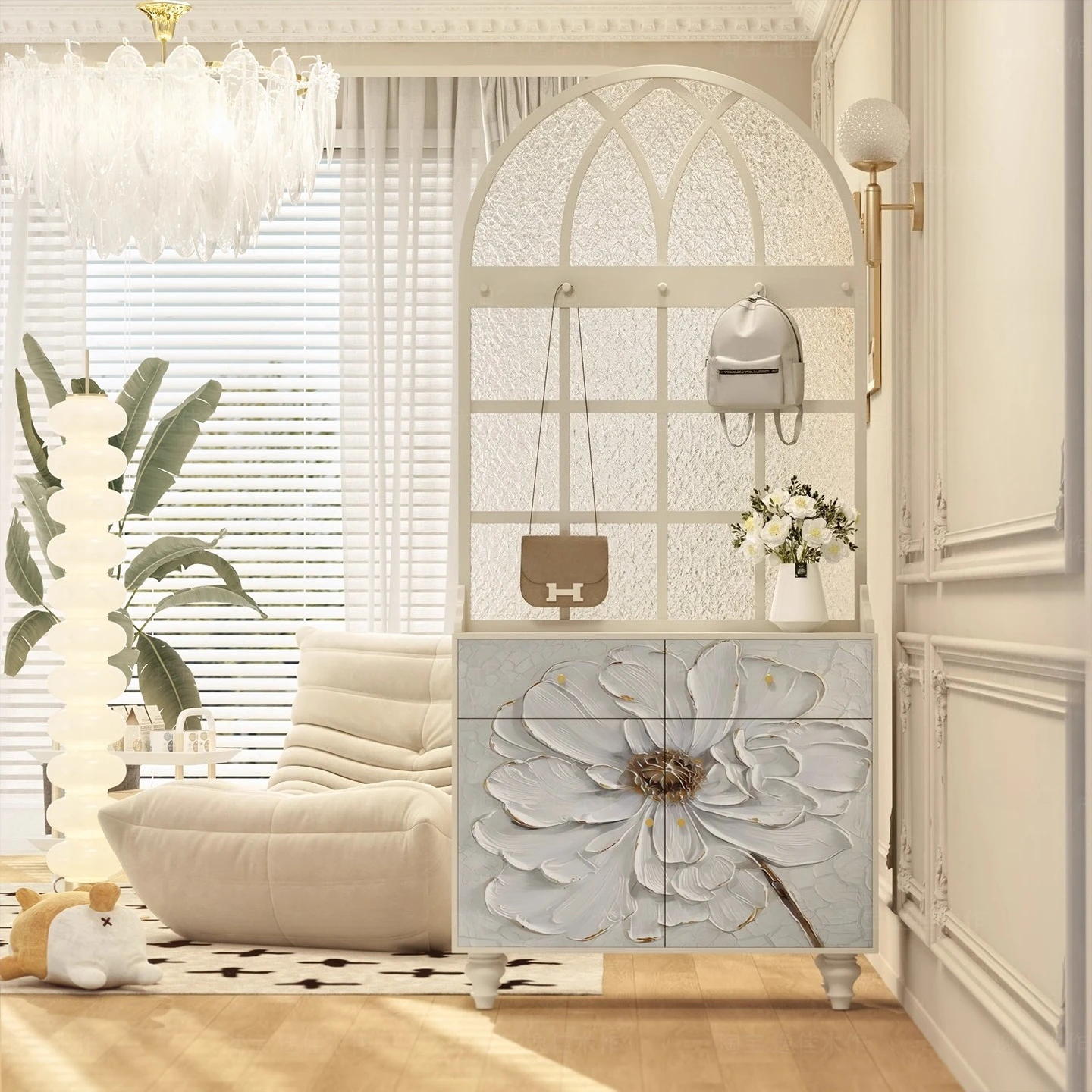 

Screen partition entrance cabinet integrated side cabinet entrance facing the door living room