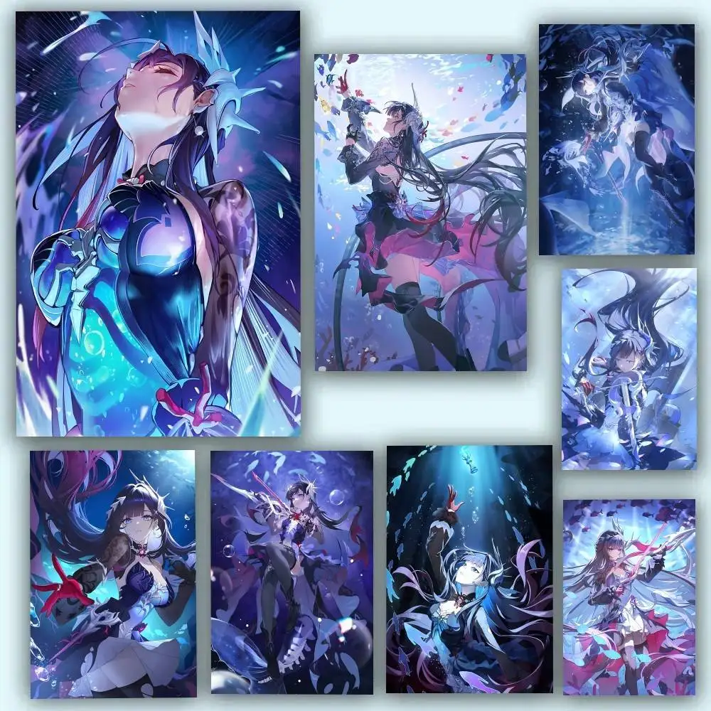 Anime Game Honkai Star Rail Hysilens Posters Self Adhesive Waterproof Ideal For Living Room Bedroom Bar Decoration