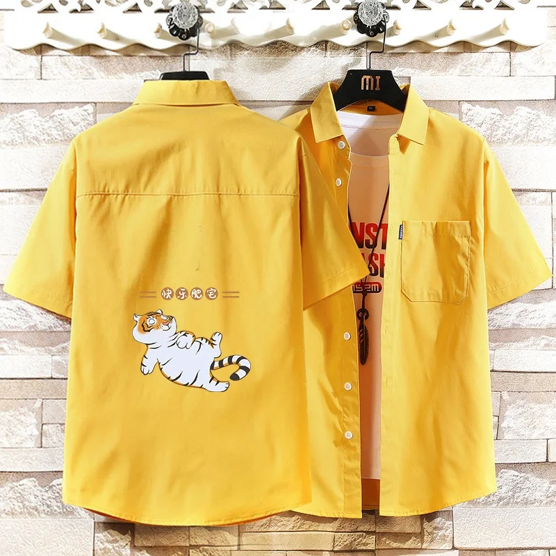 

Новинка 2024 года: Мужская летняя повседневная рубашка-поло в гонконгском стиле для подростков, универсальная, модная, брендовая, дышащая, свободного кроя