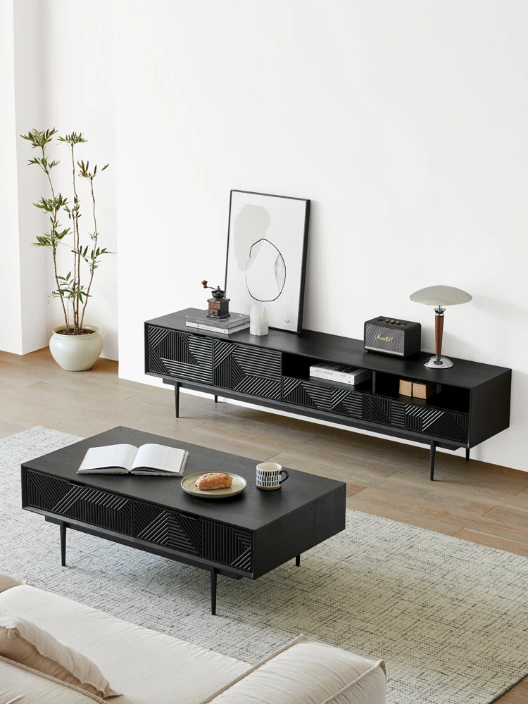 TV Cabinet Modern Simple and Light Luxury Small Apartment Living Room TV Stand Coffee Table Combination