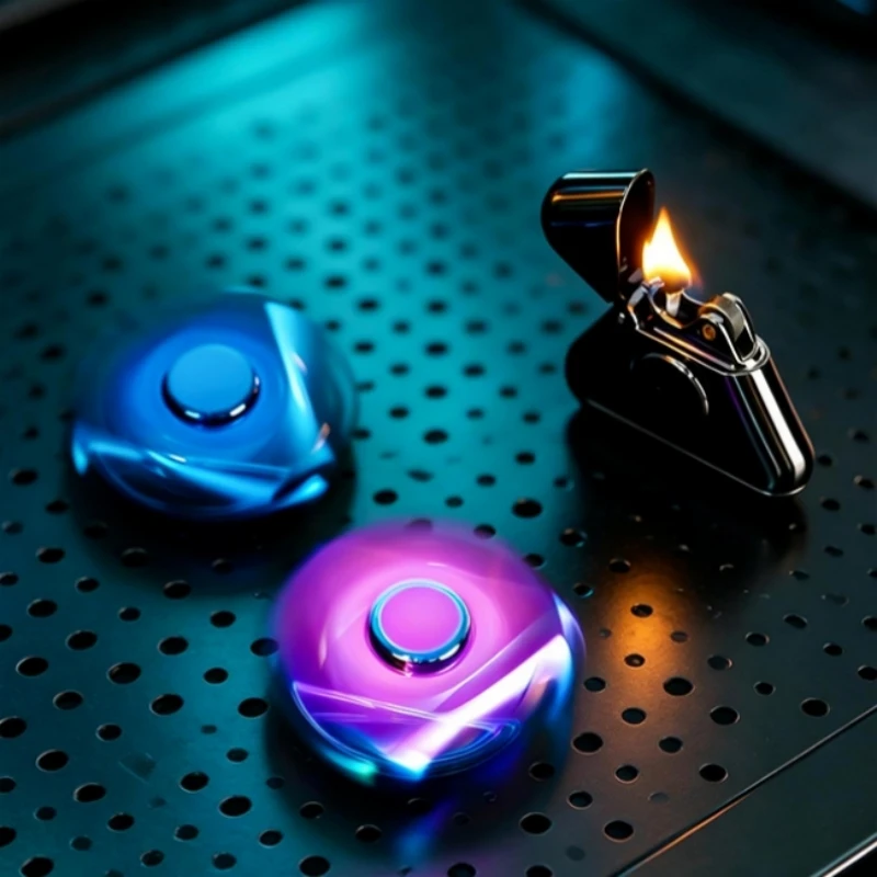 New Metal Fingertip Gyro Lighter with Triangular Personality and Creative Decompression, Windproof Portable Lighter Trend Gift