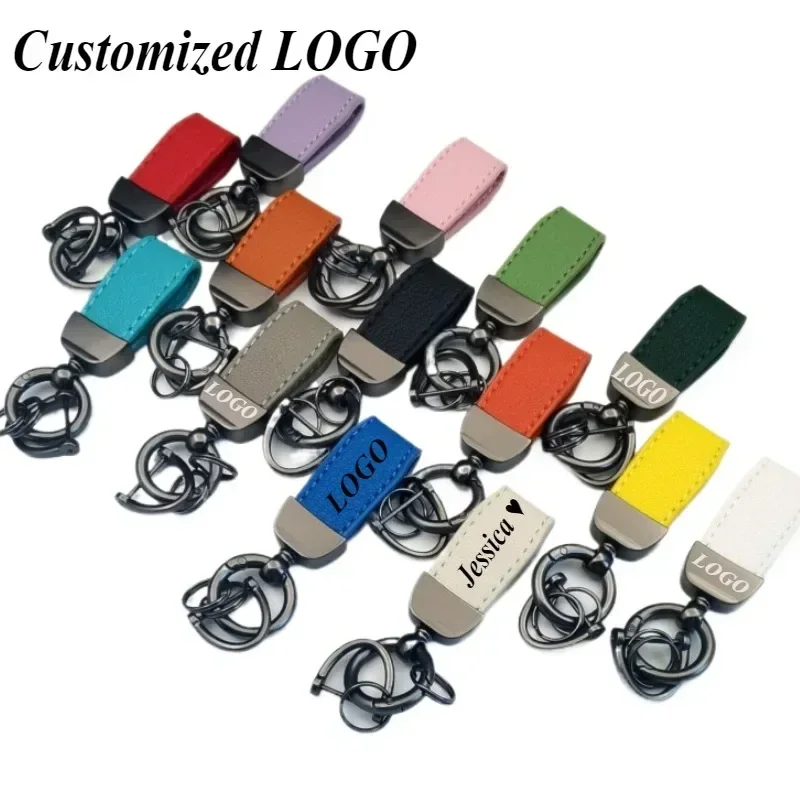 Customized LOGO Fashion Car Key Ring Short Sheepskin Keychain High-end Key Chain Keyring Men Women Personalize Car Gift Bulk