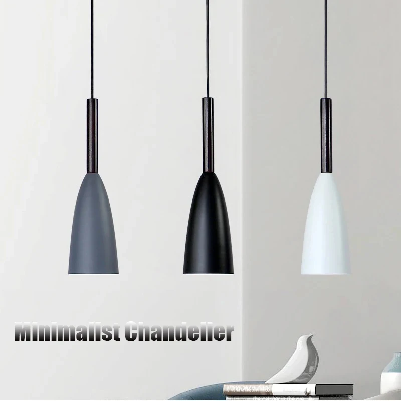 

Минималистичный светодиодный подвесной светильник в скандинавском стиле, черный, белый, серый, для ресторана, спальни, бара, освещение